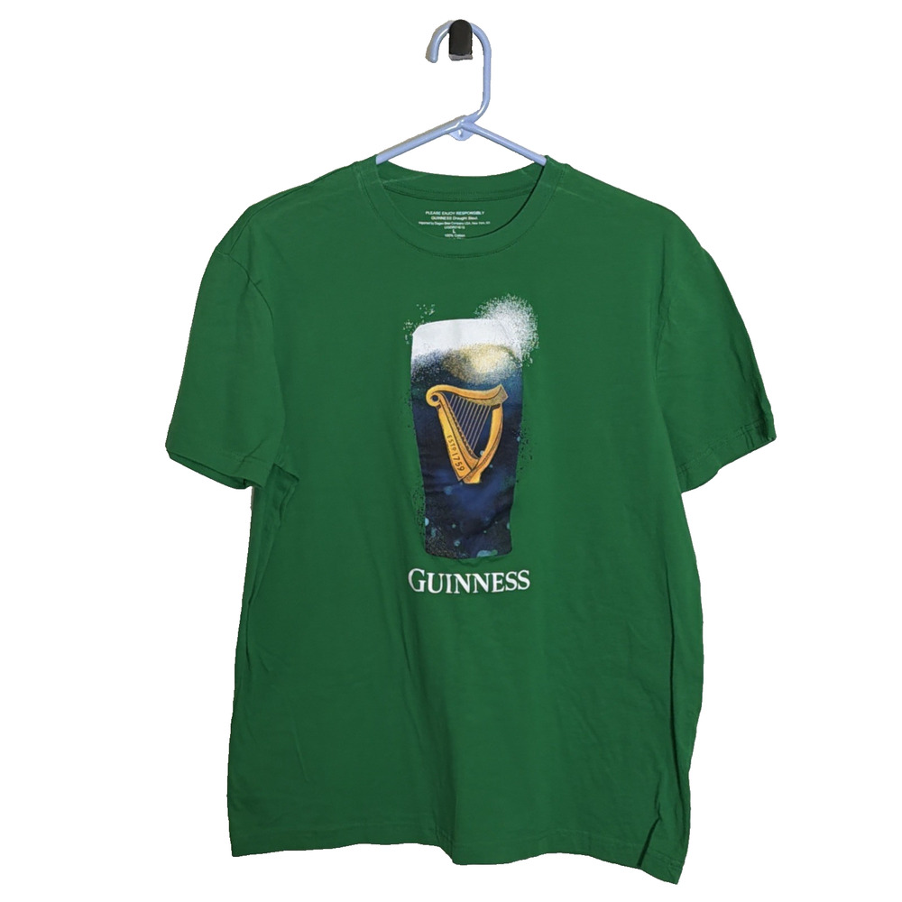 Guiness Draught Stout Graphic T Shirt Men's Large Beer Logo Tee Official Merch